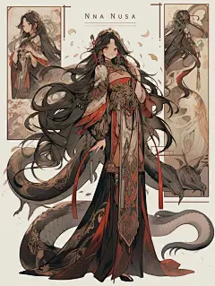 AI角色设计｜中式美杜莎
采集@别致的七
作者：早A晚I
