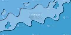 时尚的蓝色剪纸背景设计