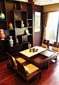 日式风格客厅博古架效果图—土拨鼠装饰设计门户