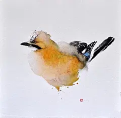 来自旧金山插画师Karl Martens的一组唯美鸟儿水彩画绘画作品，他将中国书法与西洋水彩相结合，用一种空灵的绘画风格让画笔下的鸟儿栩栩如生。#插画狂想#