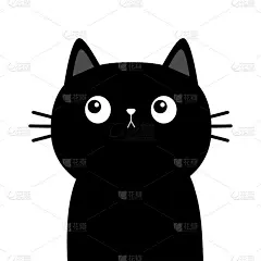 黑猫小猫脸头身体。可爱可爱的小宠物动物。卡通人物。北欧风格。笔记本封面，t恤，贺卡印刷。平面设计。白