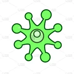 细菌，微生物，病毒轮廓向量图标。显微细菌或芽孢杆菌，分离于白色背景上