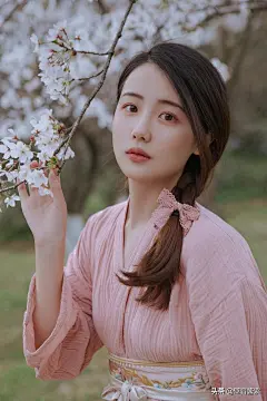 HD高清全面屏手机锁屏壁纸：樱花树下有美女-今日头条