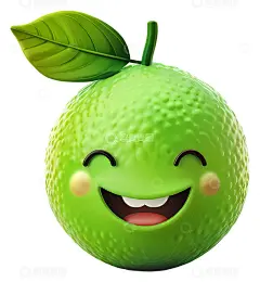 可爱的微笑青柠3D插画免抠透明png素材高清模板免费下载-趣麦麦图