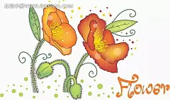 红色|花边|花边素材|花朵|花卉插画|花纹|花纹素材|矢量素材|手绘