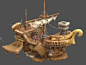 卡通木船，船屋，海盗船，船锚，渔船