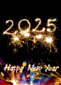 烟花绽放的2025年新年快乐烟花棒图片下载