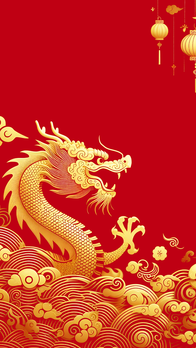 花瓣素材_元旦新年龙年春节中式感龙形纹理...