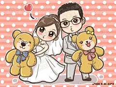 【大湿爱设计】手绘双人情侣 婚纱漫画LOGO Q版卡通设计 电子喜帖-淘宝网