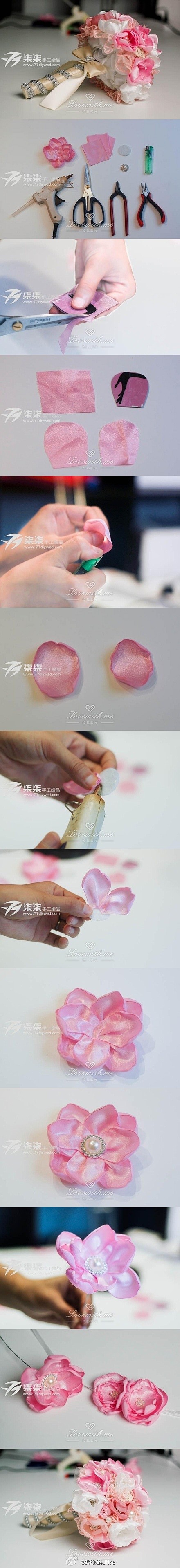 #DIY创意# 粉色牡丹花朵DIY教程，...