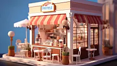 咖啡店3d建筑现代建筑古风建筑故宫建筑