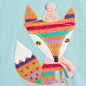 Girls Blue 'Cozy Fox' Top : Girls light blue 'Cozy Fox' top by Lemon Loves Lime. Made in soft cotton jersey, the front has a cute knitted fox appliqué on the front.
