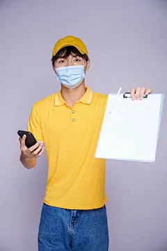 签收外卖外卖配送员照片商业摄影图片
