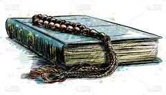 可兰经,经书,玫瑰经念珠,草图,神,中东人,传统,灵性,绘制,庆祝