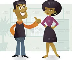 卡通非洲办公室职员人物