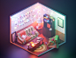 Stranger Things scif-fi stranger things byers living room room fanart lowpolyart diorama low poly model isometric lowpoly render design blender illustration 3d
