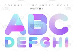 矢量液体油漆字母。彩色霓虹灯圆形字体。多色几何形状。明亮的渐变字体的音乐海报，展示，横幅设计。孤立在