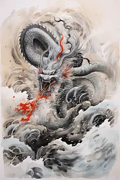 AI数字艺术水墨风龙元素图片-众图网
