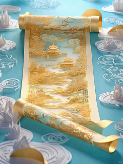 中式-画卷-花瓣网|陪你做生活的设计师 | 展开的画卷卷轴
