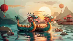 端午节赛龙舟插画背景高清模板免费下载-趣麦麦图