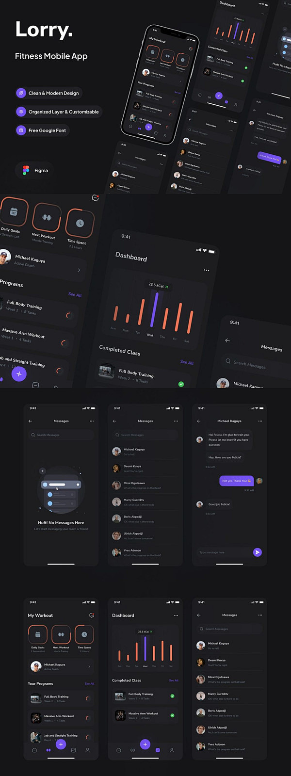 训练仪表板深色版APP UI KIT (...