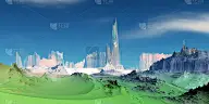 Alien Planet. Mountain. 3D rendering