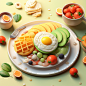 a plate with a breakfast with fruit, in the style of realistic and hyper-detailed renderings, cartoonish character design, avocadopunk, soft color fields, grid-based, photobashing, children's book illustrations