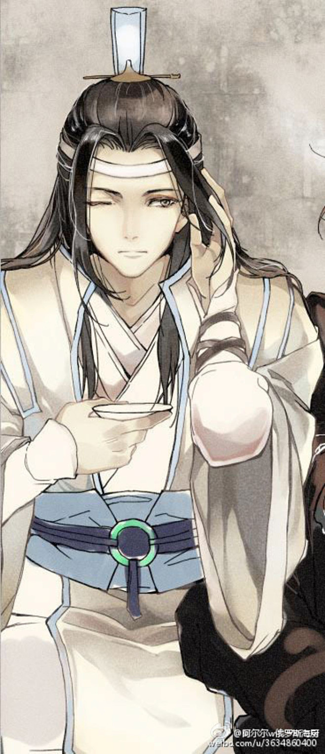 蓝忘机画了一半的喝酒的蓝二哥哥