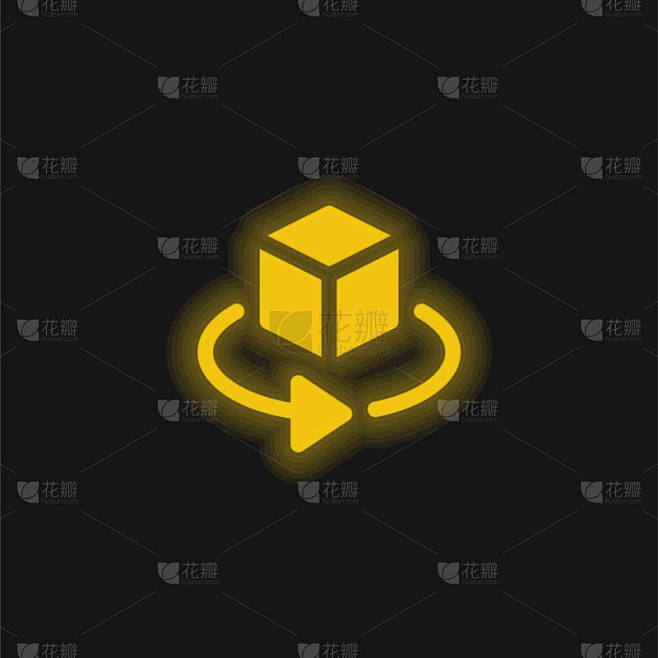 3D黄色发光霓虹灯图标