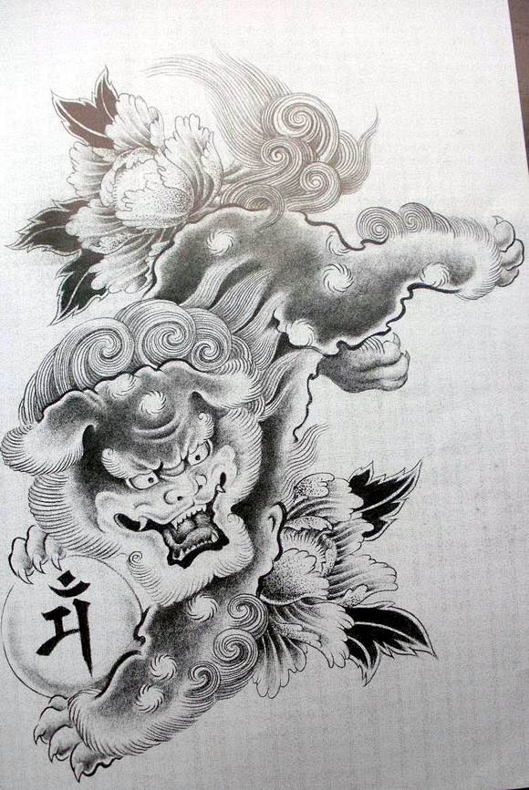 转载分享古代神兽唐狮子手稿_重庆纹身吧_...