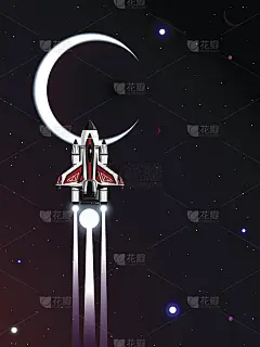 宇宙背景中的航天飞机到巨大的月球