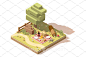Vector isometric low poly campsite :  