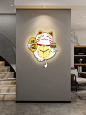现代简约招财猫墙上钟表挂钟客厅大气创意装饰表家用简约挂墙挂钟-tmall.com天猫