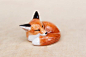 Polymer clay fox, painted & finished with gloss varnish: 