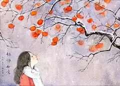 春节快乐，柿柿如意：）_度薇年__插画师作品