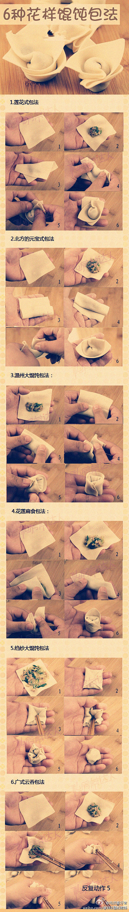 【6種花樣餛飩包法】喜歡喫餛飩但是又不知...