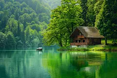 清澈的绿色湖水高清壁纸