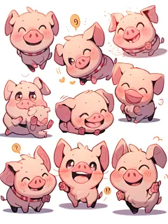 小猪表情包素材图AI图