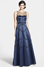 Aidan Mattox Illusion Neck Seam Detail Satin Gown available at #Nordstrom