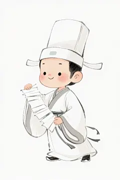 中元节水墨风原画人物