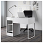 MICKE Desk - white  - IKEA : IKEA - MICKE, Desk, white, , It’s easy to keep cords and cables out of sight but close at hand with the cable outlet at the back.You can mount the storage unit to the right or left, according to your space or preference.Air ve