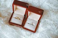 红色,婚礼,盒子,伴侣,钻石戒指,里面,华丽的,丈夫,贺卡,妻子