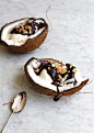 Coconut Ice Cream Sundae with Candied Smoked Almonds