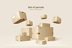 高质量包裹物流快递服务通知矢量插画素材 Parcel delivery :  