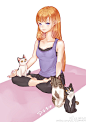 猫咪瑜伽--◇-小葵_猫,瑜伽,绘画_涂鸦王国插画