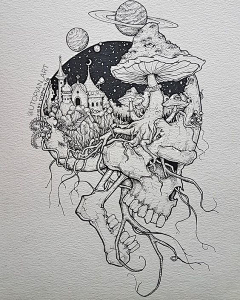 不愿透露姓名的杨先生采集到针管笔画(略带色彩)