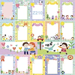 卡通插画欢乐开心儿童节相册边框笔记本信纸可爱背景PSD设计素材-淘宝网