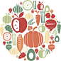 Fruit and Vegetable Icon Set创意图片素材 - DigitalVision Vectors