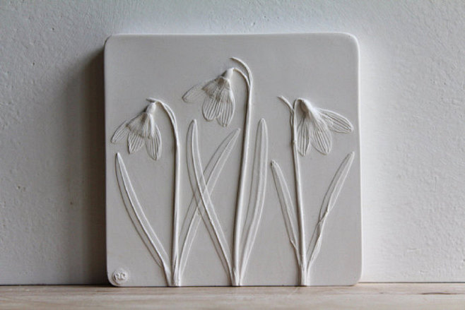 伦敦艺术家racheldein的浮雕作品由真正的植物通过石膏倒模制作而成o