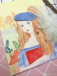 作者：@鱼小沫水彩 
画水彩接近一年时间，总结一下还是比较喜欢插画人物，绘画需要耐心，希望下半年继续努力。 
#水彩##水彩人物##插画本分享# ​​​​